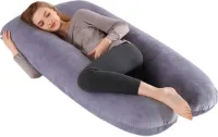 U-vormig zwangerschapskussen met afneembare fluwelen overtrek - Ideaal moederschapskussen voor comfortabel slapen Pregnancy pillow