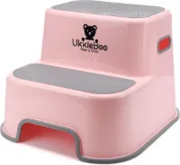 UkkieBoo opstapje - Max 100kg - Roze - antislip krukje - wc krukje - kinder opstapjes - wc trainer wit - wc kinderhulp - toilet trainer - eerste opstapje - opstapje - kruk - opstapkrukje - baby opstap