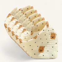 Ultiluxe® Hydrofiele doeken beren/stippen - 5 stuks - Beige/geel - Zacht katoen - Bandana slabbetjes - Met drukknoop sluiting - Schattige baby spuugdoeken - Spuugdoekjes - Hydrofiel - Verstelbaar - 5-