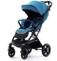 Varnox Kinderwagen - Buggy - Opvouwbare kinderwagen - Opvouwbare Buggy - Verstelbaar- Regenhoes - Muggen net - Blauw