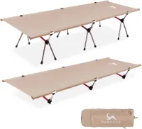 Veldbed - Lichte Campingstoel - Aluminiumlegering - Compact Campingbed - Reisbed voor Balkon, Tuin, Tenten, Outdoor Wandeltocht - Kaki