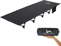 Veldbed, ultralicht klapbed, aluminium stangen, 190 x 70 cm, compact, draagbaar, eenvoudig te bouwen, belastbaar campingbed voor tenten, outdoor wandeling, zwart