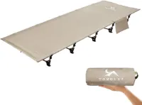 Veldbed, ultralicht klapbed van aluminium, compacte draagbare campingligstoel, eenvoudig te bouwen, belastbaar campingbed voor tenten, outdoor, wandelen, reizen, strand, kaki