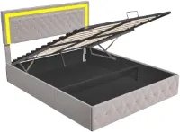 Velvet Bedombouw – Bedframe – Bed – Slaapbank – Bedkast – Hydraulische Opbergruimte – Houten Lattenbodem – LED-Verlichting - Ivoor - 140 x 200 cm