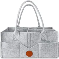 Verschoontafel Organizer, Baby Luiermand voor pasgeborenen, Duurzame draagbare vilten tas, Baby-opbergmand met uitneembare compartimenten, Babyshowercadeau, Grijs