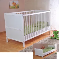 Verstelbaar babybed met spijlen en aloë vera matras - ombouwbaar tot juniorbed