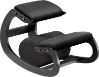 Verstelbare kniestoel ergonomische houten schommelstoel - verbetering van de houding met een hellende zitting voor thuiskantoor (zwart) verschoningsmatje met luieretui