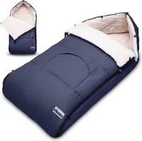 Voetenzak blauw - 95 x 50 cm - voetenzak voor kinderwagen - babyvoetenzak - kinderwagen voetenzak - wintervoetenzak - voetenzak met ristsluiting - wasbaar tot 30 °C