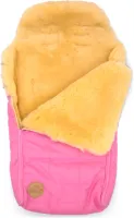 Voetenzak-lamsvel-schapenvacht- kinderwagen- kleur roze / geel medicinaal gelooid