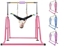 Vouwbare en Verplaatsbare Gymnastiekbalk met Ringen - Verstelbare Hoogte van 3 tot 5 Voet voor Kinderen