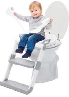 WC Verkleiner met Trapje - Toilettrainer met Handvaten met Opstapje - Opvouwbaar Toilet Bril Zitje - WC Zindelijkheids Training voor Kind & Peuter - Toiletverkleiner Grijs - Fillikid