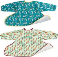 2 Stuks Waterdichte Baby Slabbetjes Met Lange Mouwen - Weaning Slabbetjes Met Opvangvak - Coverall Slab Voor Zelfstandig Eten - Makkelijk Wasbaar