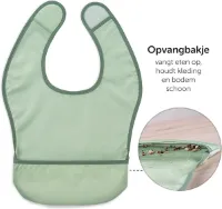 Waterdichte slabbetjes zonder mouwen / 5 slabbetjes voor pasgeborenen met verzameling en klittenbandsluiting, Oeko-Tex 100 getest, wasbaar - groen, Groen,