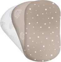 Wieghoeslaken - 3 stuks 100% ademend katoen voor jongens en meisjes, beige en wit, geschikt voor de meeste wieglakens