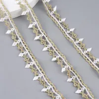 Witte en Gouden Kant Trim 10 Yards - Vintage Applique Kantlint voor Naaien, Schaduw Bruiloft Decor, DIY Lampen en Kostuums