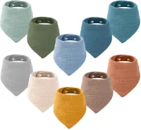 Yoofoss Baby Slabbetjes 10-pack Driehoekige Sjaal 6 Lagen Super Absorberende Bandana Katoenen Mousseline Boerendoek Kwijl Slabbetjes voor Baby