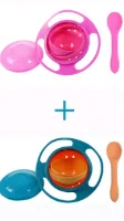 Younik - anti mors knoei kom - 360° - met deksel - en lepel (BPA vrij silicone) - duo 2 sets- kraambezoek - new born - pinky pink groen oranje set