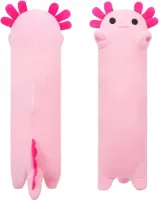 Zacht lang Axolotl knuffeldier - Groot pluche kussen - Schattig lichaamskussen - Roze - 70 cm Lichaamskussen