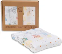 Zachte Bamboe Mousseline Doeken - Set van 5 Doeken voor Pasgeborenen - Ademend en Multifunctioneel - 70x70 cm