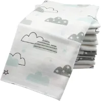 Zachte en Absorberende Baby Hydrofieldoeken van 100% Katoen, Set van 10, Mint Wolkenpatroon, 80x70 cm