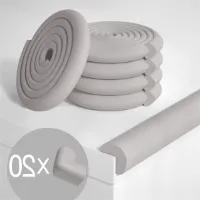 Zelfklevende waterdichte randbeschermer baby zacht schuim - veiligheid meubels hoek bewakers - 10 m rand guard + 20 pack hoek beschermers grijs L vorm