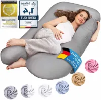 Zijslaper kussen positionering kussen voor zwangerschap en borstvoeding U-vorm - afneembare en wasbare hoes - katoenen stof - Classic XXL 150 x 80 cm Grijs zijslaapkussen volwassenen