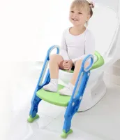 Zindelijkheidstrainer Kinderpotje met trap en armleuning - Opklapbaar en in hoogte verstelbaar - Blauw - 1-7 jaar Toiletbril voor kinderen