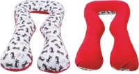 Zwangerschapskussen - 300 cm - minky dot en katjes - rood wit zwart
