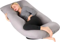 Zwangerschapskussen- J-vormig zijslaapkussen- borstvoedingskussen- XXL 3 kg lichaamskussen- zwangerschapskussen met afneembare en wasbare overtrek- 100% katoen- 145 x 70 cm