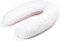 Zwangerschapskussen ultra comfort tijdens zwangerschap slapen – ontlast rug benen buik – overtrek biologische Oeko-Tex stof bloemenroze