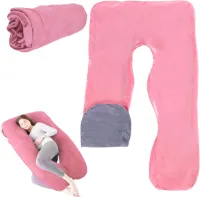 Zwangerschapskussenhoes - U-vormig - Afneembaar - 1 stuk - Roze + Grijs - Katoen - 140 x 80 cm