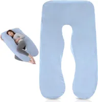 Zwangerschapskussenhoes U-vormig - Afneembare kussensloop voor zijslaapkussen - Vervangende hoes voor voedingskussen - Comfortkussen machinewasbaar - 140 x 80 cm