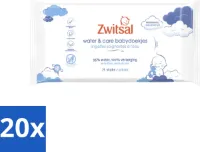 Zwitsal 0% Parfum - Babyverzorging - Babydoekjes Water & Care - 75 Doekjes - Bulkverpakking - 20 stuks