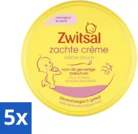 Zwitsal - Zachte Crème - Babyverzorging - Huidvriendelijke pH - Hydraterend - 200 ml - Bulkverpakking - 5 stuks
