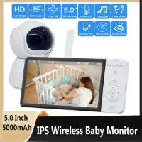 babyfoon - draadloos - 5000Mah Batterij - Camera 2-Way - 5.0 Inch Ips - draadloos - nachtvisie - lcd scherm - Audio Slaapliedje - Sd Tf Kaart - wit -