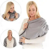 borstvoedingssjaal, ademende borstvoedingsdoek voor onderweg - afdekking/doek voor borstvoeding - borstvoedingslus/bolero van katoen - grijs