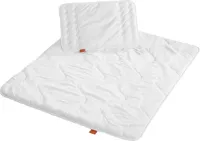 sleepling Baby babybedden set medium mono het hele jaar door dekbed 100 x 135 cm en plat kussen 40 x 60 cm, wit