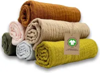 spuugdoeken Bio 25 x 25 cm baby washandjes baby mousseline doek baby mini mulldoekjes voor babyverzorging, kleine handdoeken | 100% biologische katten | super zacht en absorberend (Aarde)