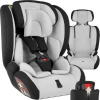 tectake® Autostoel - Kinderzitje met zijbescherming - Autostoeltje 5-puntsgordel - Veiligheidszitje 36 kg - lichtgrijs/zwart