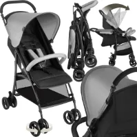 tectake® Buggy - Kinderwagen Emma, Inklapbaar, 5-Puntsgordel, Verstelbare Rugleuning en Beensteun, Met Rem, Lichtlopende Wielen, Praktische Opbergmand - Zwart