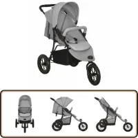 vidaXL Kinderwagen Staal Lichtgrijs Buggy - Kinderwagen - Wandelwagen - Lichtgrijs - Staal