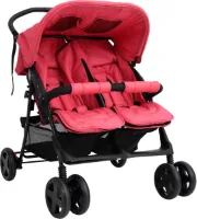 vidaXL Tweelingkinderwagen staal rood