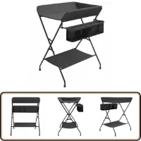 vidaXL Verschoontafel - Antraciet - Inklapbaar Verschoontafel - Kindermeubilair - Babykamer - Luierverandtafel - Opbergruimte