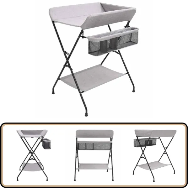 vidaXL Verschoontafel - Lichtgrijs & Inklapbaar Verschoontafel - Kinderkamer - Babykamer - Luier Verschonen - Opbergruimte