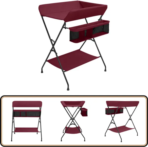 vidaXL Verschoontafel - Rood - Inklapbaar - Opbergruimte Verschoonbladen - Kinderopvangtafel - Babyverzorging - Wieg - Kangoeroebag